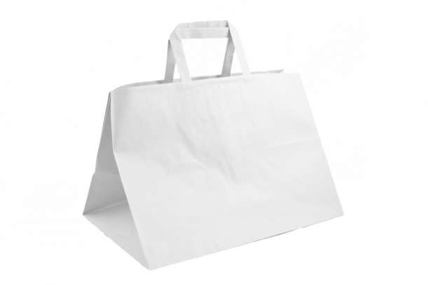 Shopper take away manico piattina bianco