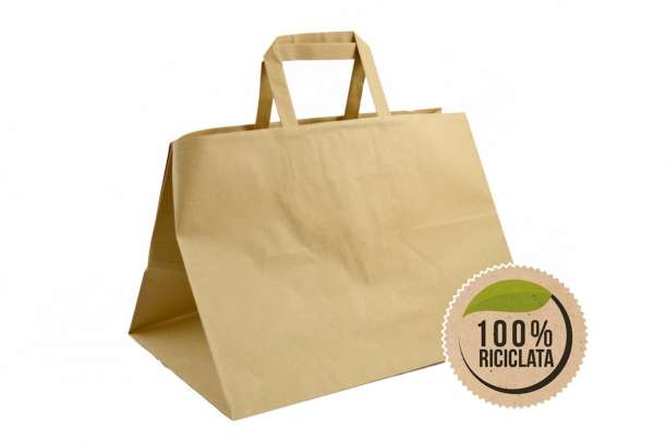 Shopper take away manico piattina avana riciclato